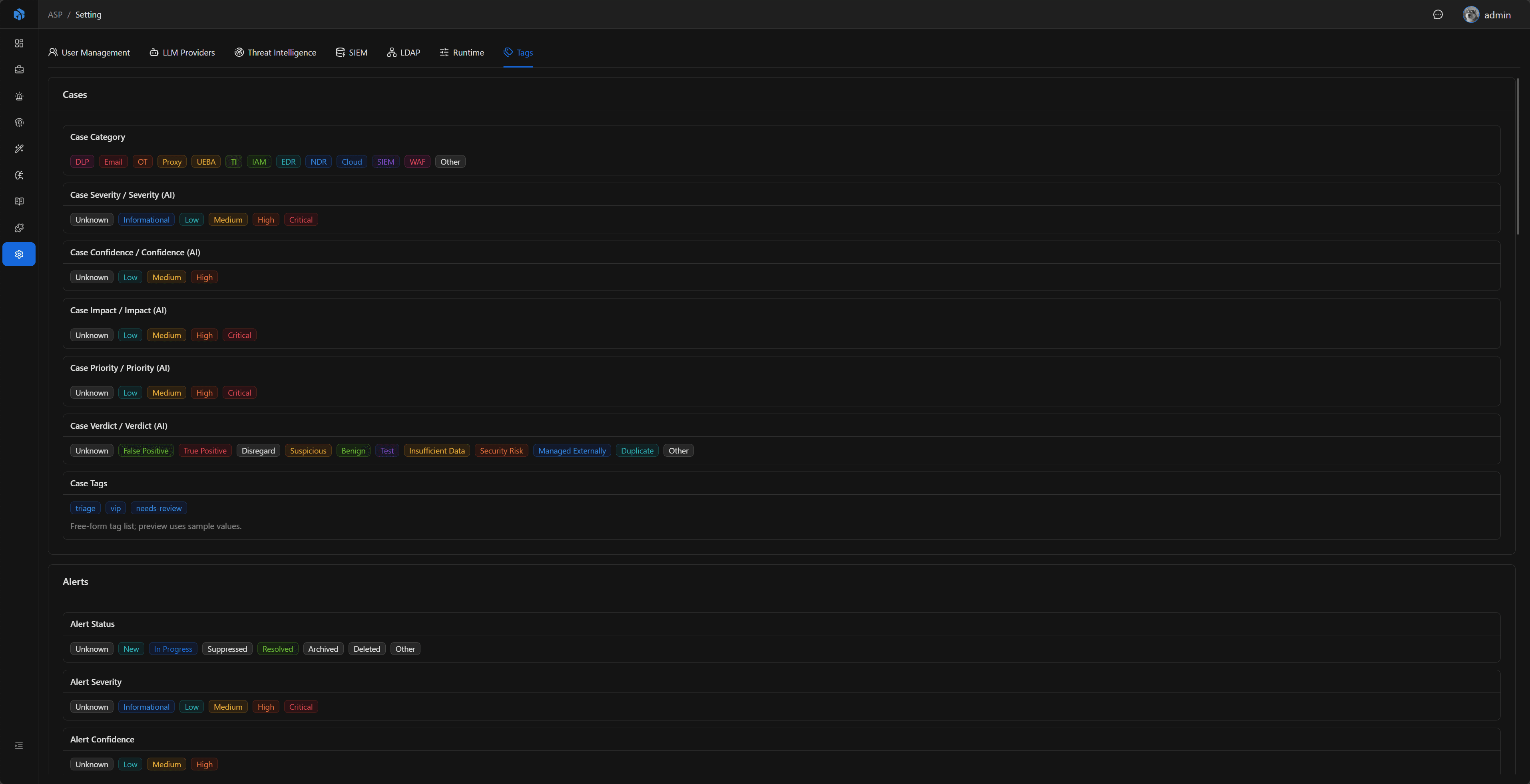 Tags page
